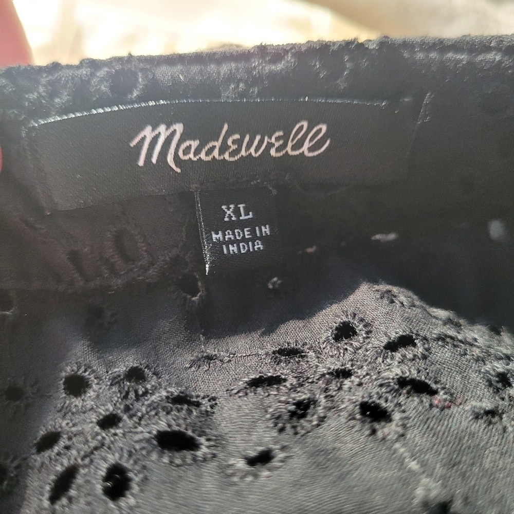 Madewell black eyelet ruffle sleeve shirt - Picture 7 of 7